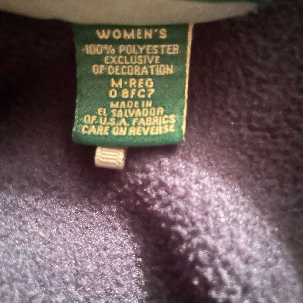 Vintage LL Bean Snap Pullover Fleece Blue Sweater Sweatshirt Women Size Medium - Picture 7 of 10